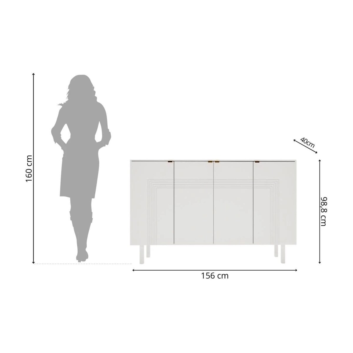 Biała komoda Dancan YOKO / szerokość 156 cm