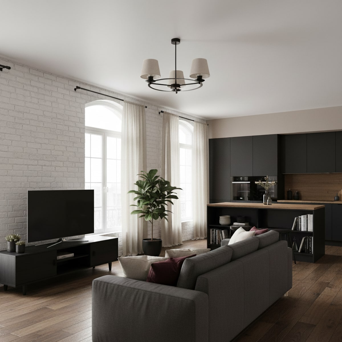 lampa wisząca 3-punktowa boho z abażurami z juty edylit czarna