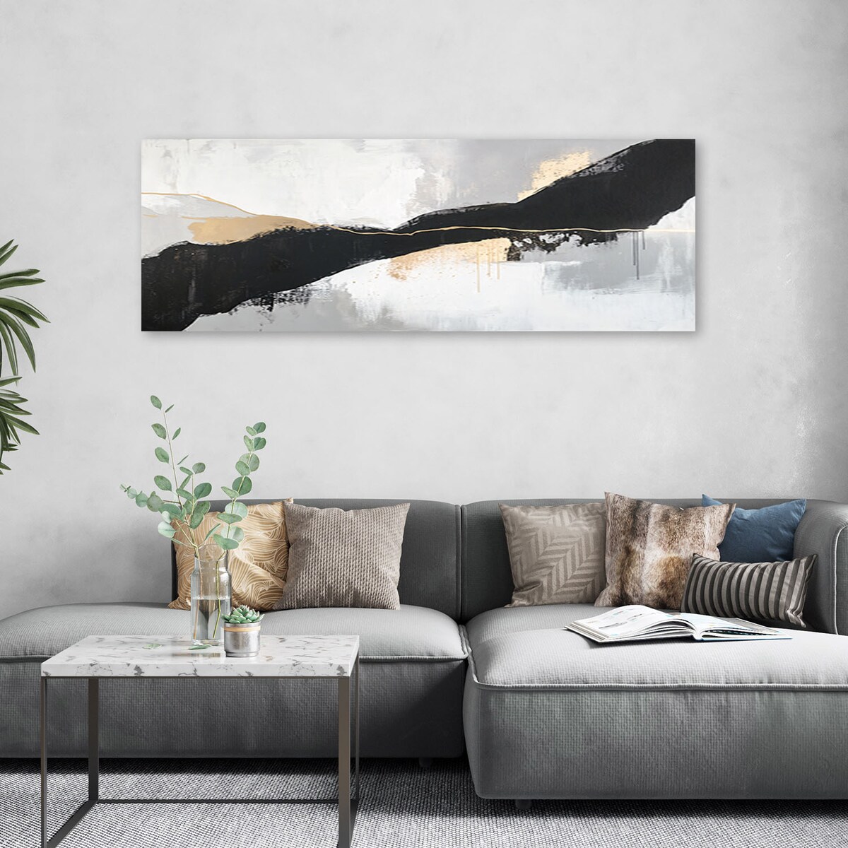 Feeby Obraz na płótnie, Abstrakcja Kształty Linie Glamour Złoty 150x50