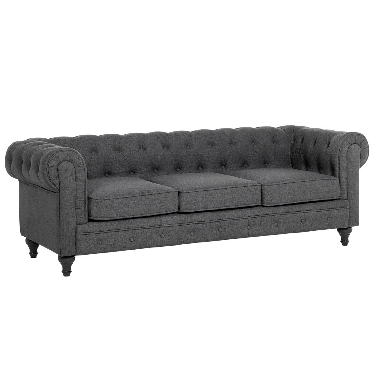 Sofa 3-osobowa szara CHESTERFIELD