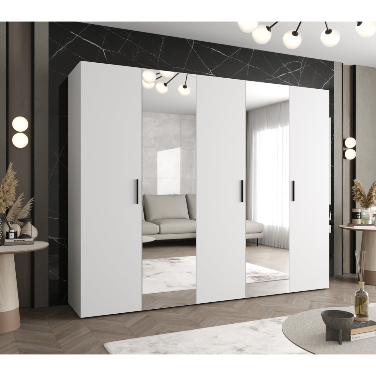 Szafa uchylna otwierana BARI 2 250 wys. 202 cm Biały + u. Czarny