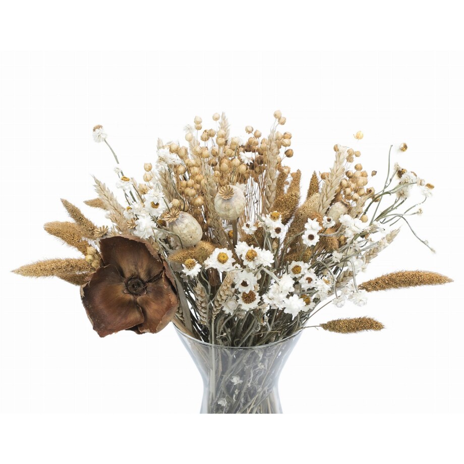 Zestaw suszonych kwiatów do wazonu Rustic - setaria, złociszek,  len