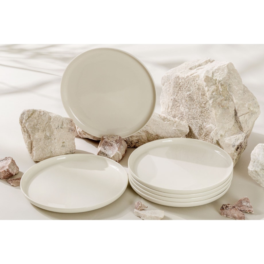 SORINA Talerz obiadowy 6 sztuk, kremowy