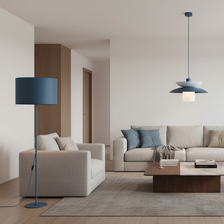 Lampa Stojąca Tk Lighting Dalum Granatowa Podłogowa 1Xe27 Abażur 50Cm, Wysokość 151Cm