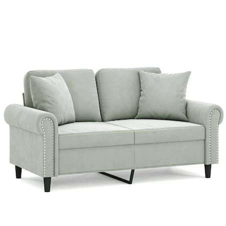 vidaXL 2-osobowa sofa z poduszkami, jasnoszara, 120 cm, aksamit