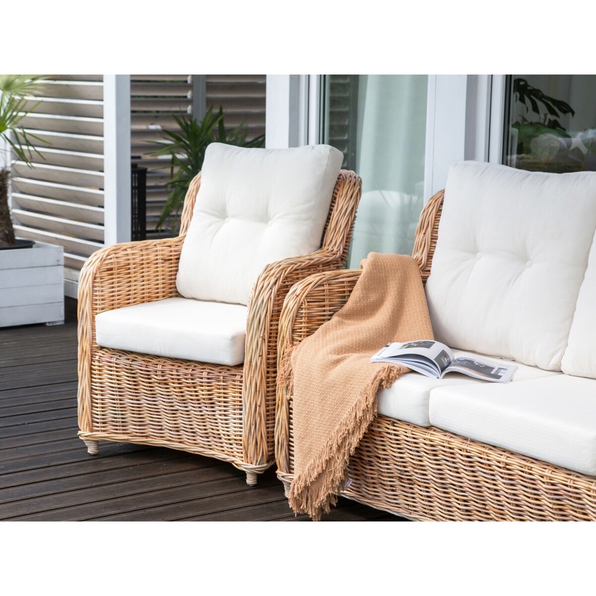 Rattan Duży zestaw wypoczynkowy Naturalny ALESSANO