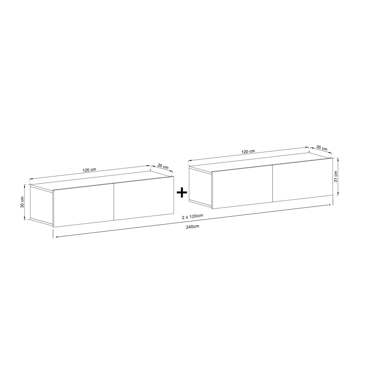 Szafka RTV Loft Wisząca Komoda RTV Dąb Artisan MAT 240 cm