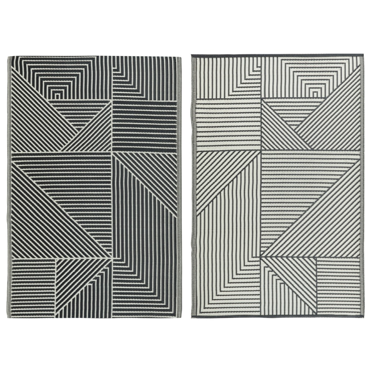 Dywan zewnętrzny tkany na płasko 120x170 cm e-floor geometryczny czarny