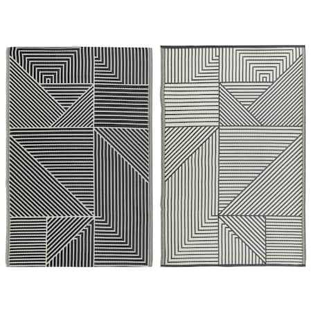 Dywan zewnętrzny tkany na płasko 120x170 cm e-floor geometryczny czarny