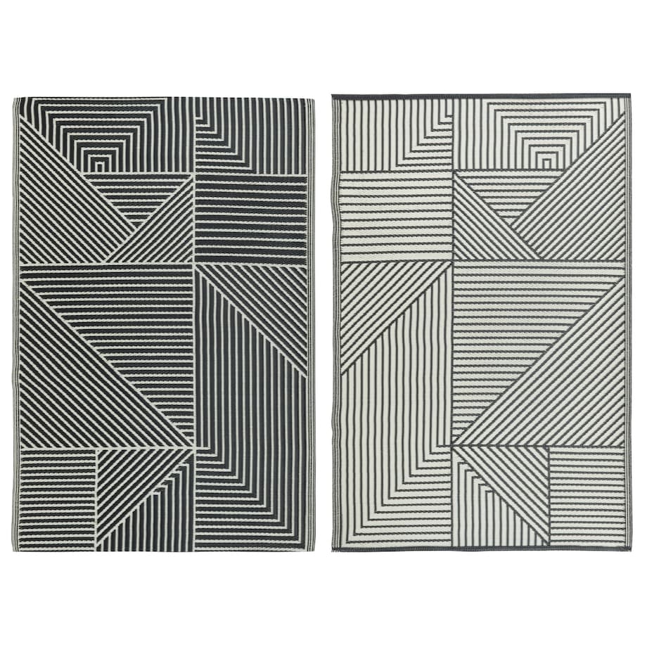Dywan zewnętrzny tkany na płasko 120x170 cm e-floor geometryczny czarny