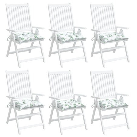 vidaXL Poduszki na krzesła, 6 szt., wzór w liście, 50x50x7 cm, tkanina