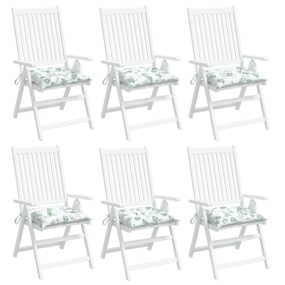 vidaXL Poduszki na krzesła, 6 szt., wzór w liście, 50x50x7 cm, tkanina