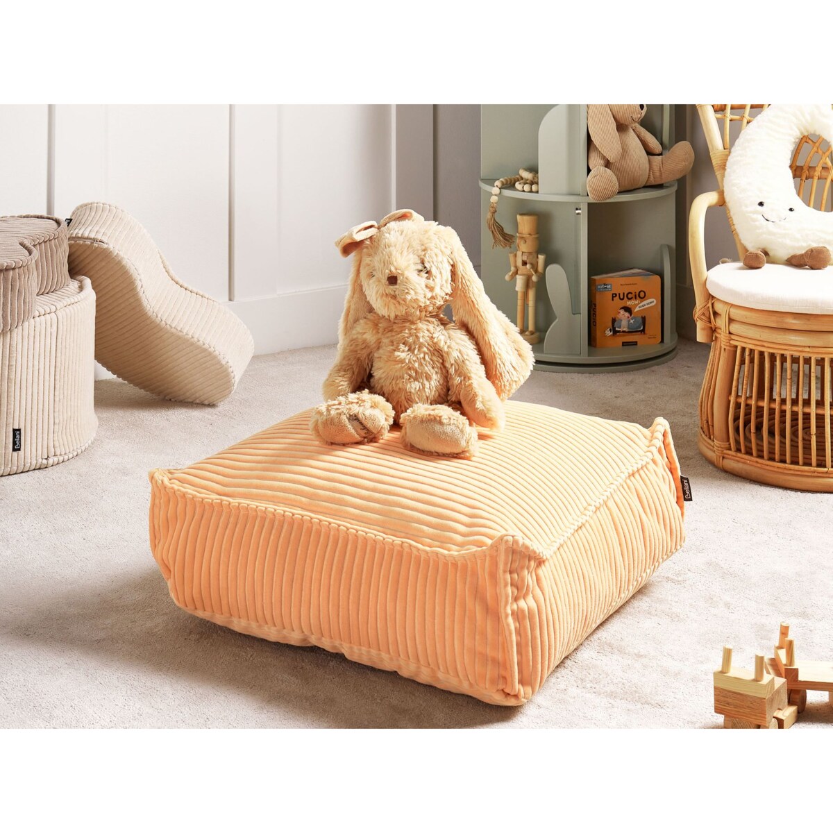 Poduszka podłogowa Pufa dla dzieci ALLOZAI Welur Brzoskwiniowy