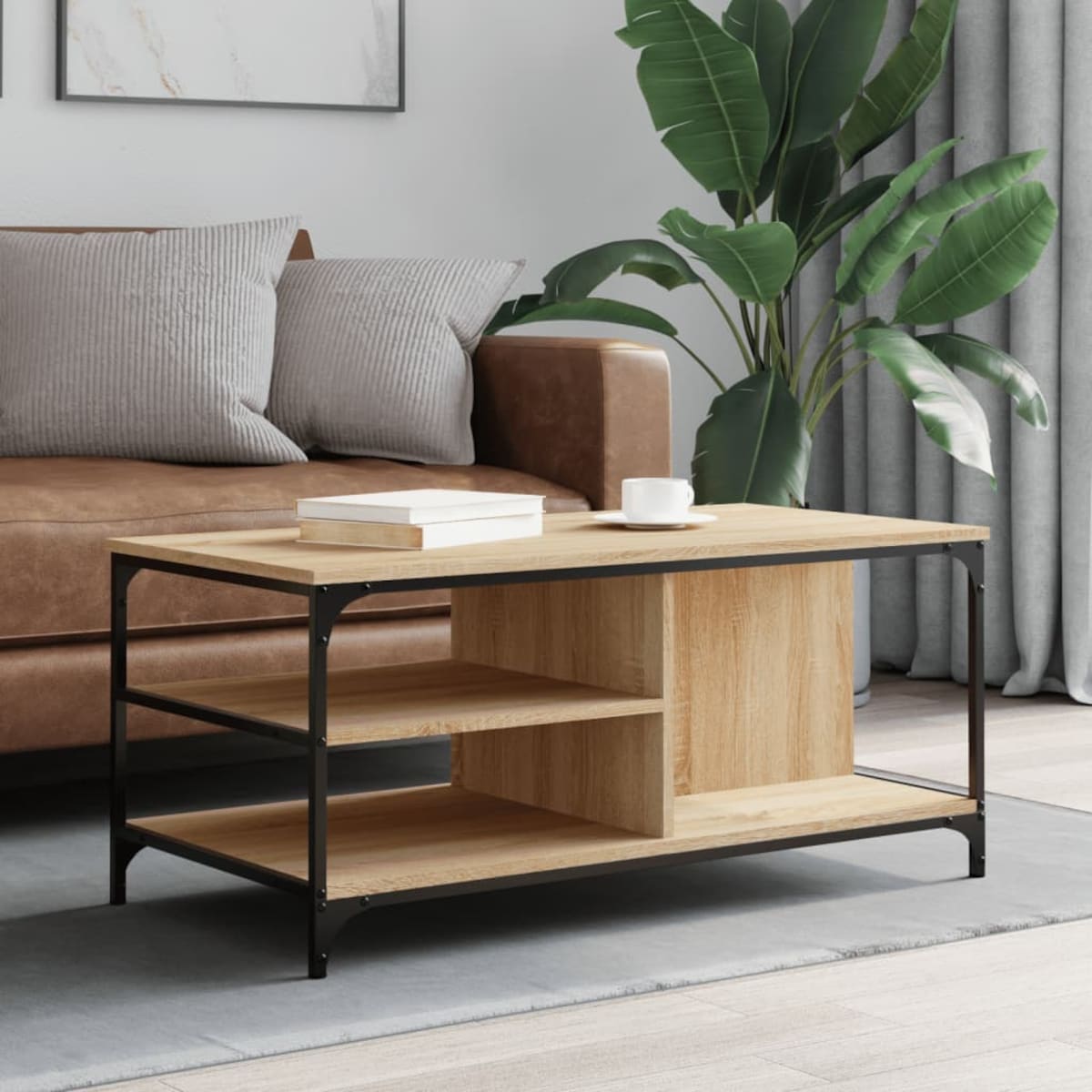 vidaXL Stolik kawowy, dąb sonoma 100x50x45 cm, materiał drewnopochodny