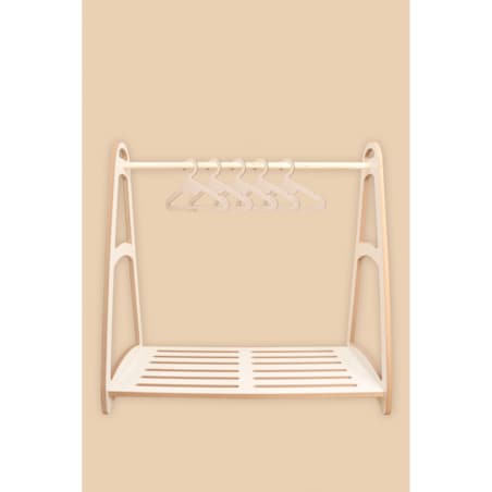 MINI garderoba szafa wieszak montessori + 5 drewnianych wieszaczków