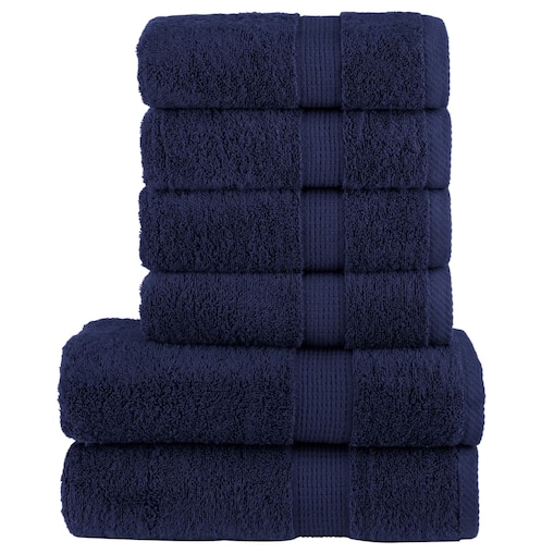 vidaXL 6-cz. zestaw ręczników premium SOLUND, granatowy, 600 g/cm²