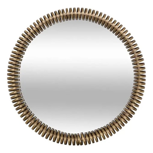 Lustro wiszące, okrągłe, mosiężne, Barrel, 90 cm