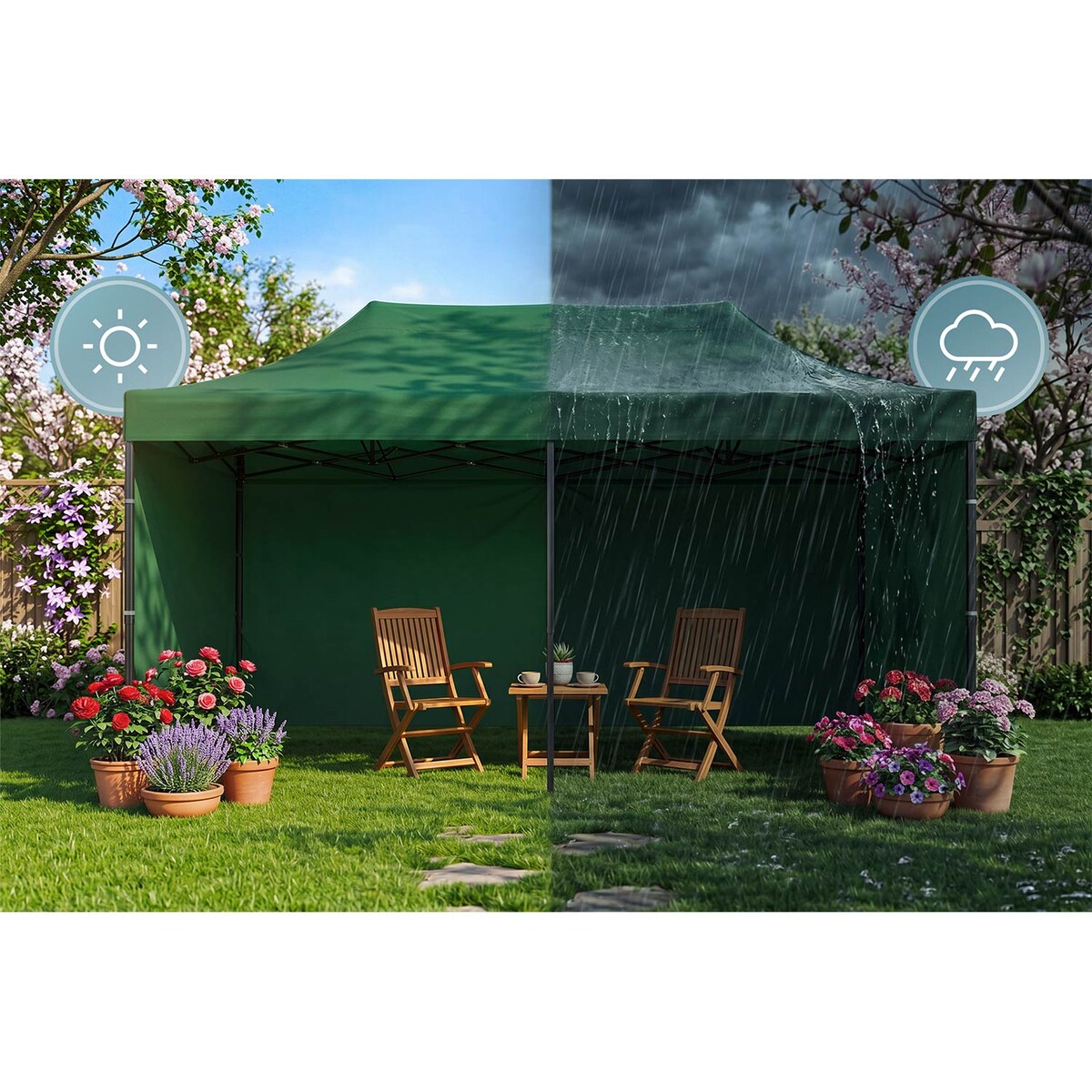 Pawilon ogrodowy Plonos PL-301 altana namiot handlowy imprezowy 3x6x3 m 3 ściany zielony