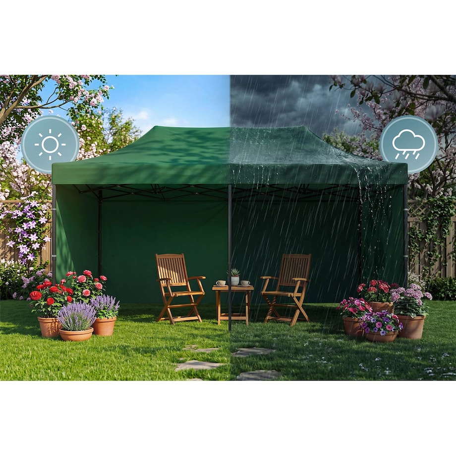 Pawilon ogrodowy Plonos PL-301 altana namiot handlowy imprezowy 3x6x3 m 3 ściany zielony