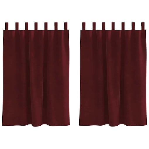 vidaXL Zasłony z zasłonami 2 pcs czerwone wino 140 x 140 cm Aksamit