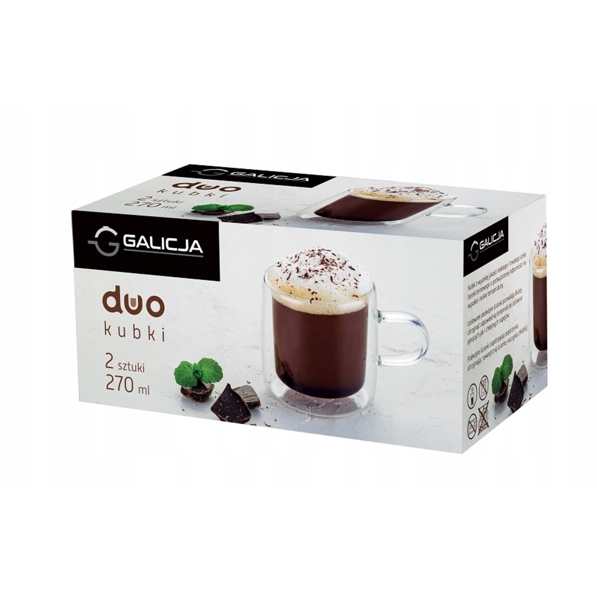 SZKLANKI KUBEK Z PODWÓJNĄ ŚCIANKĄ 2x 270 ml termiczne na kawę herbatę zioła