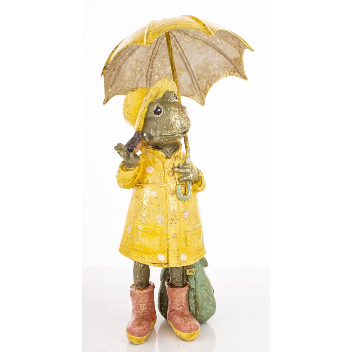 Dekoracja - żabka pod parasolem 19x9,5x9,5 cm ANITA żółta