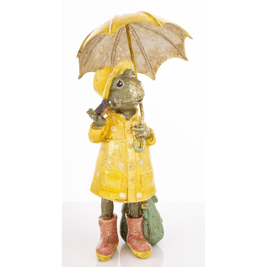 Dekoracja - żabka pod parasolem 19x9,5x9,5 cm ANITA żółta