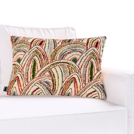 Poszewka Kinga na poduszkę prostokątną 47x28 czerwono-zielone łuki na kremowym tle