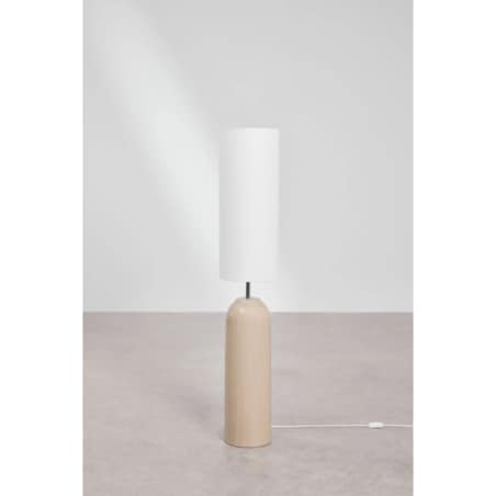 Lampa podłogowa z ceramiki i lnu Canela kremowa