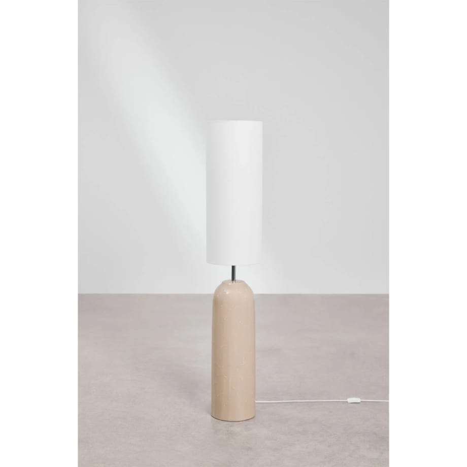 Lampa podłogowa z ceramiki i lnu Canela kremowa