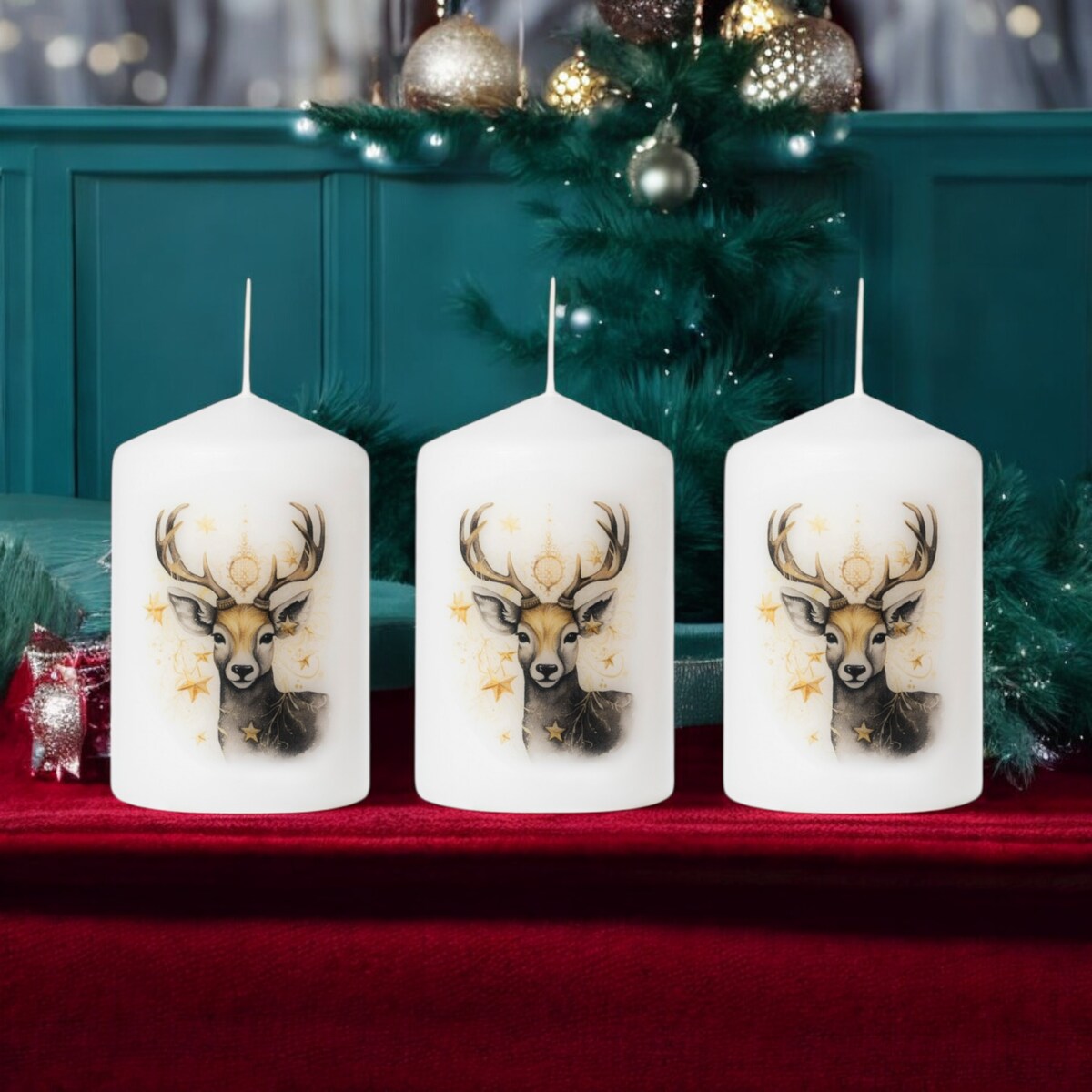 Zestaw świec świątecznych 3 szt. – Renifer, idealne na prezent