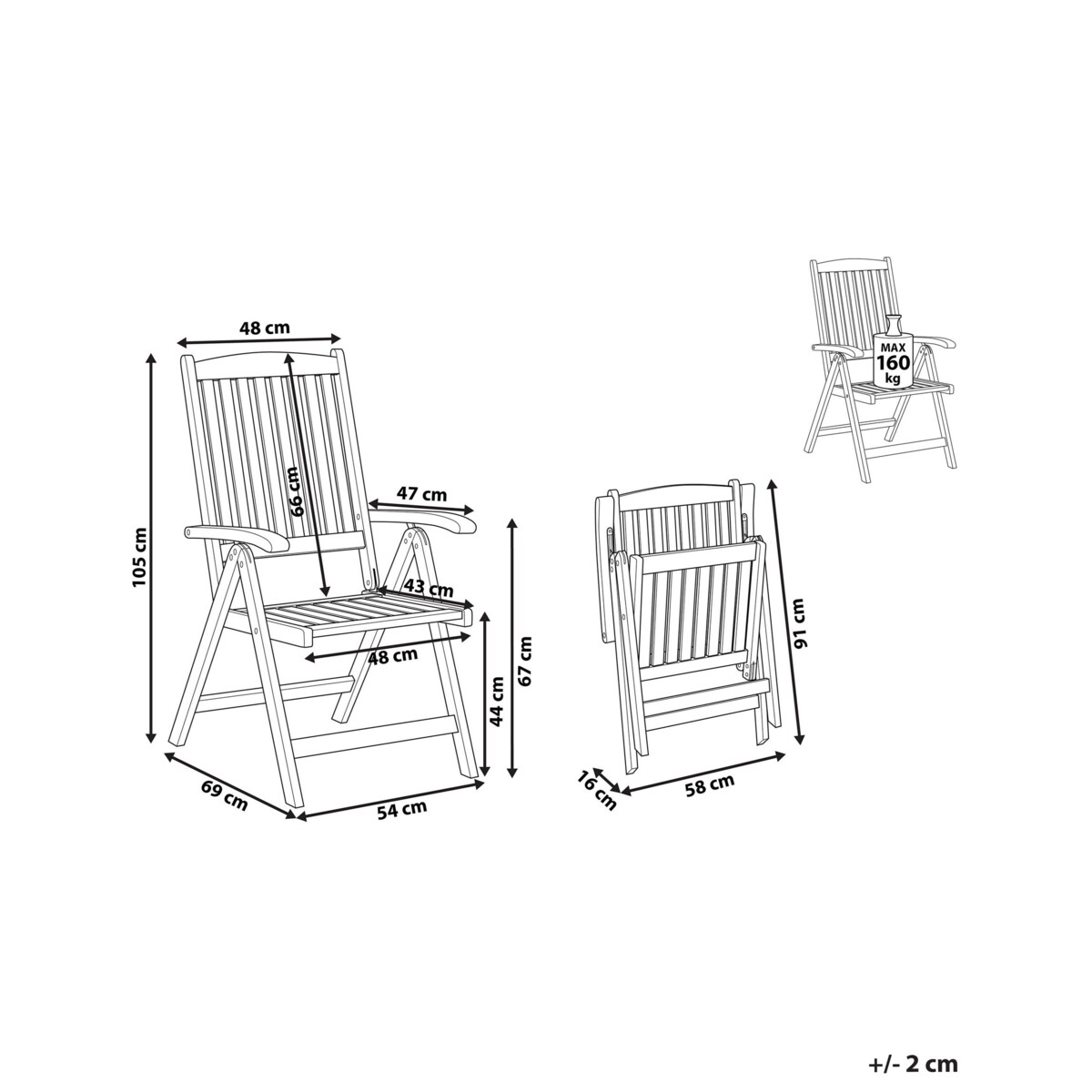 Krzesło ogrodowe AMANTEA Drewno akacjowe Ciemnobrązowy