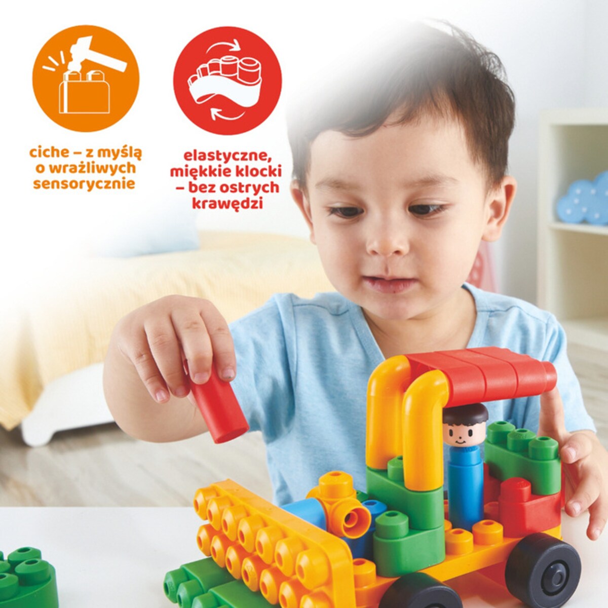 Miękkie Klocki konstrukcyjne Pojazdy opiekunów zwierząt w ZOO 40 el. 18m+ PolyM