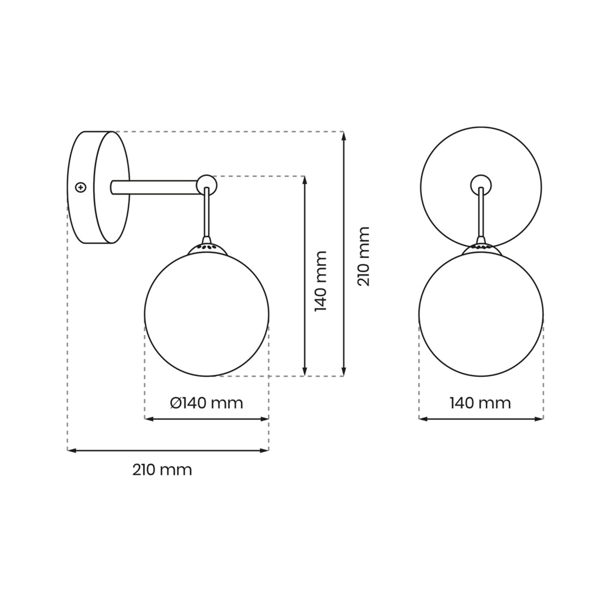 Lampa ścienna Reflex MLP8412 kula przydymiona złota
