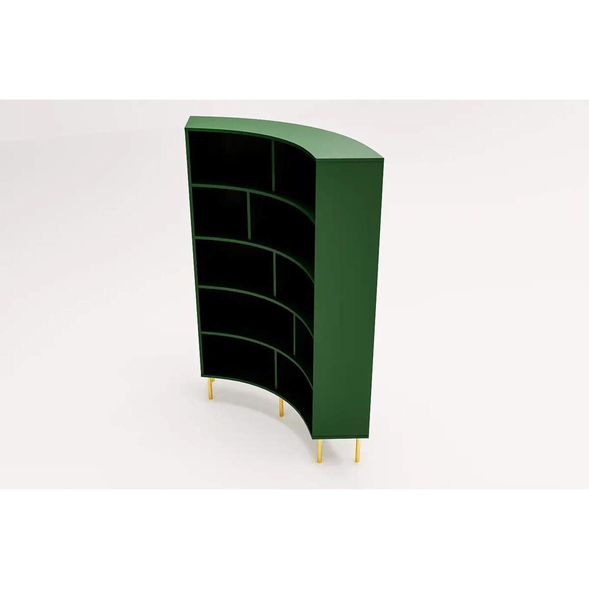 Nowoczesny narożny regał na książki Skandica HORN ze złotymi nogami / zielony