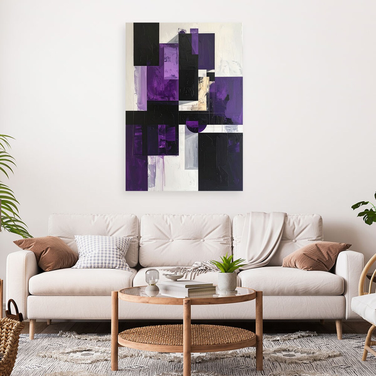 Obraz do salonu sypialni biura, Fioletowe kształty geometryczne