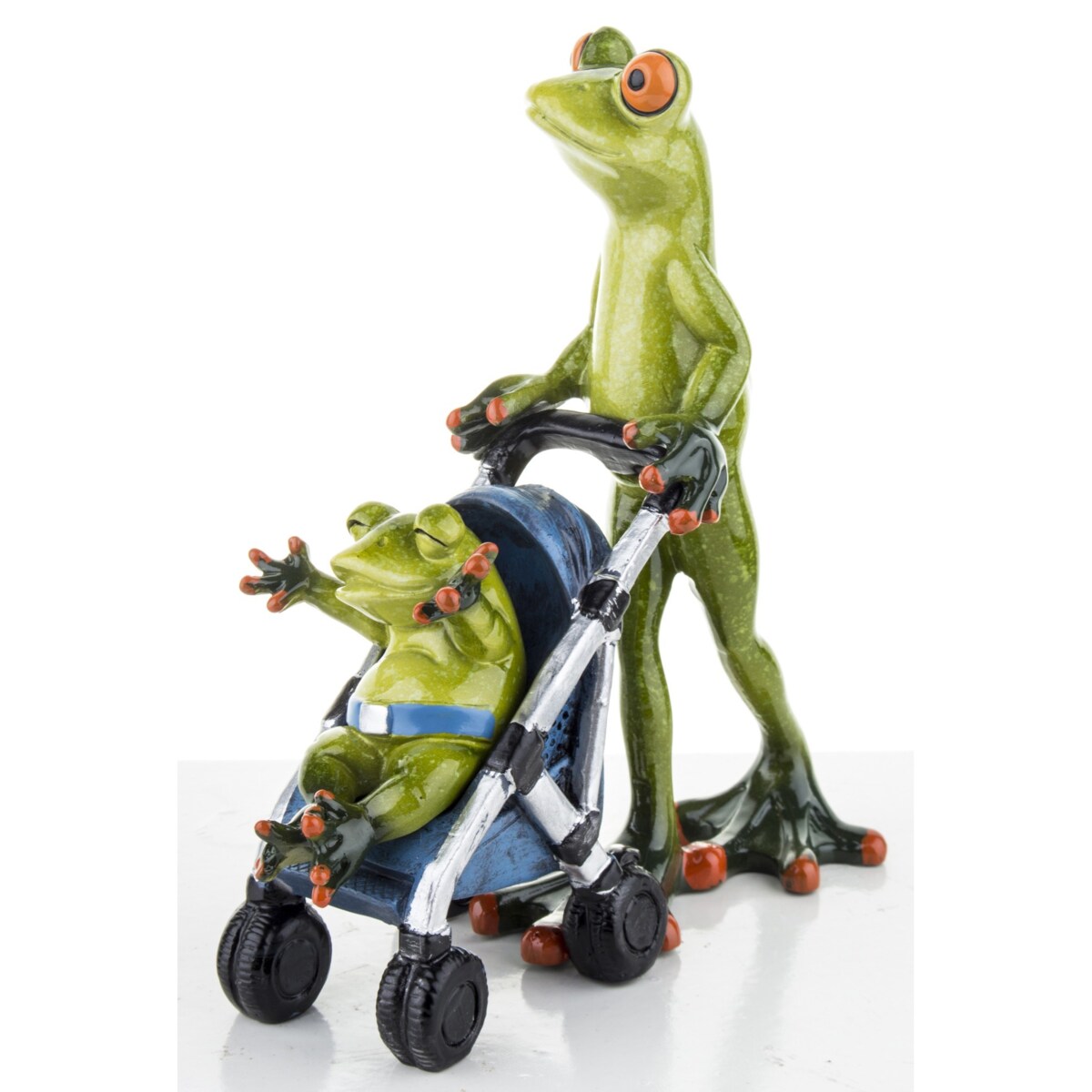 Figurka - żabka 16x14x7 cm FROGG spacer z wózkiem