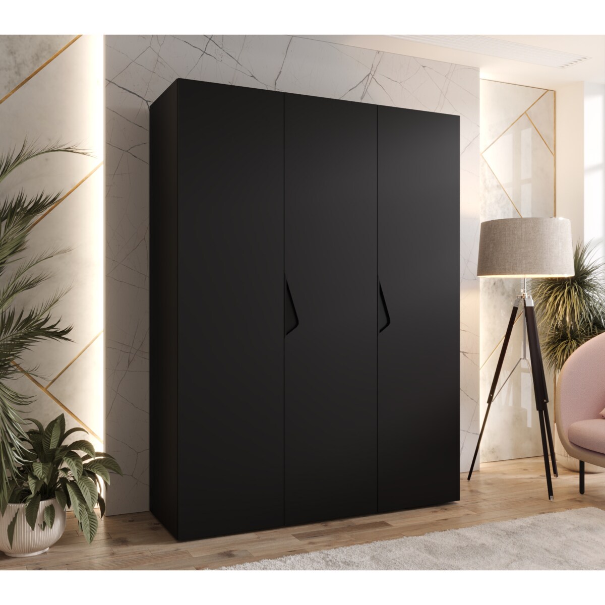 Szafa uchylna Sandi 1 150 wys 202 cm Czarny + u Czarny