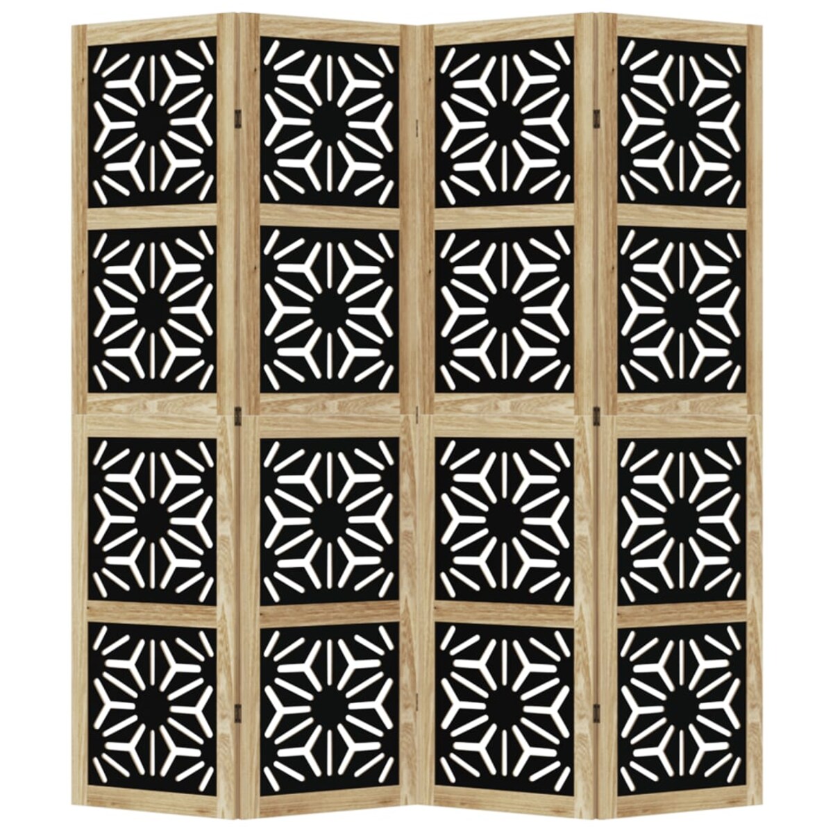 vidaXL Parawan pokojowy, 4-panelowy, brązowo-czarny, lita paulownia