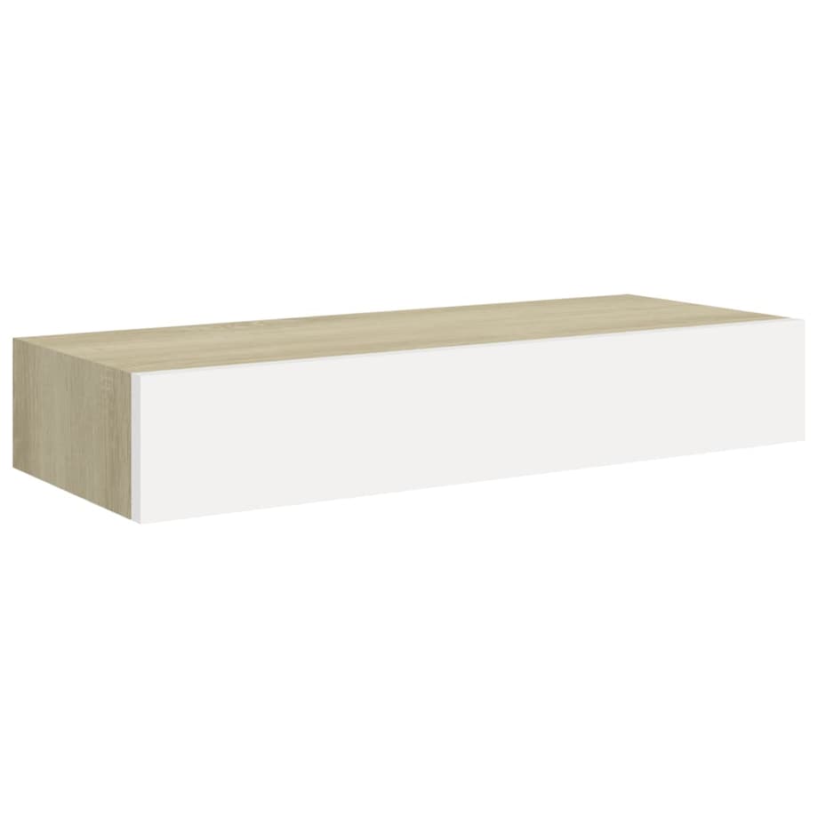 vidaXL Półki ścienne do szuflad 2 szt. Dąb i biel 60x23,5x10cm MDF