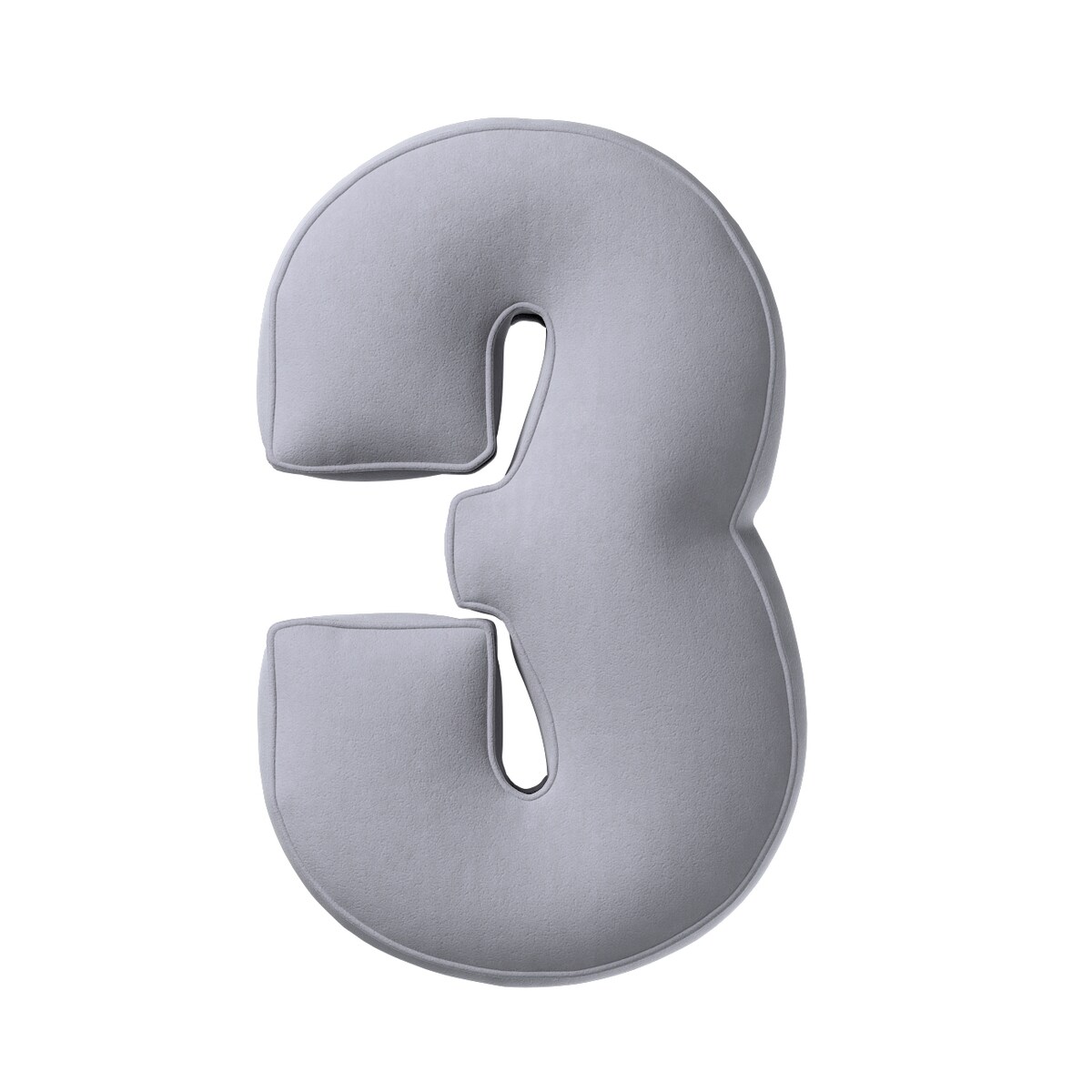 Poduszka Cyferka 3, srebrzysty szary, 25 x 40 cm, Posh Velvet