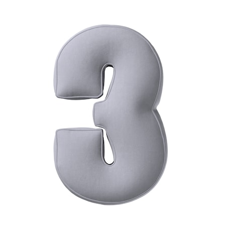 Poduszka Cyferka 3, srebrzysty szary, 25 x 40 cm, Posh Velvet