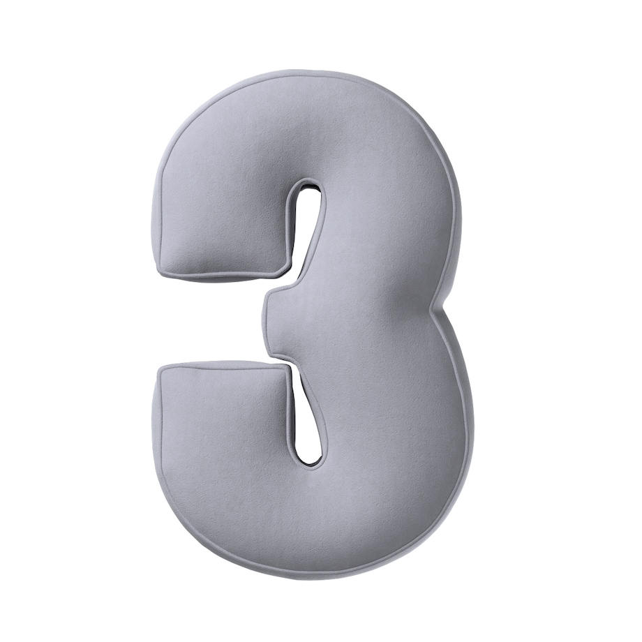 Poduszka Cyferka 3, srebrzysty szary, 25 x 40 cm, Posh Velvet