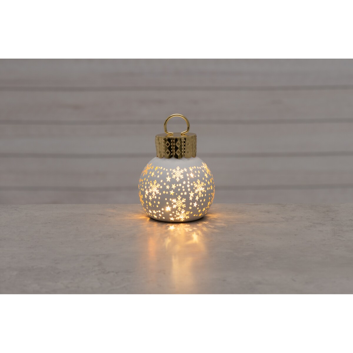 Bombka choinkowa szklana z oświetleniem LED, motyw gwiazdek, Ø 10 x 13 cm