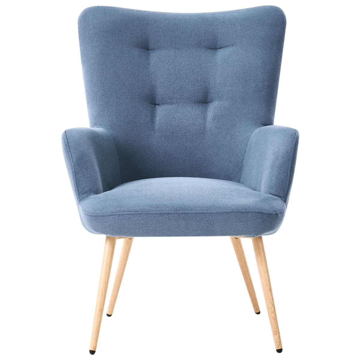 Fotel uszak VEJLE Z podnóżkiem Welur Ciemnoniebieski