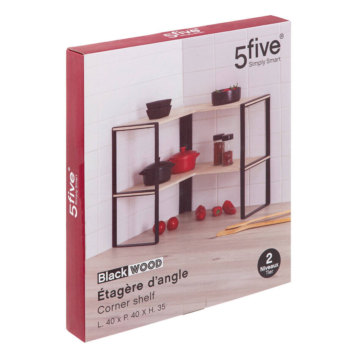 Narożna półka kuchenna, 2 poziomy, 40 x 40 x 35 cm