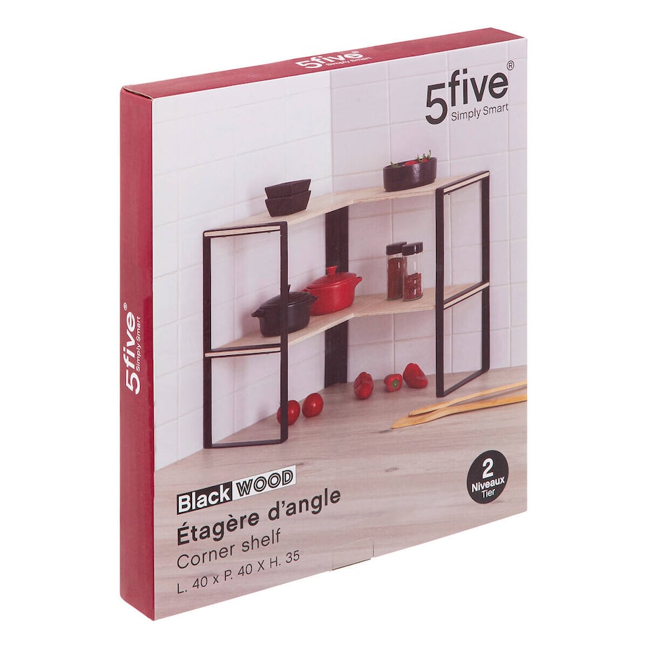 Narożna półka kuchenna, 2 poziomy, 40 x 40 x 35 cm