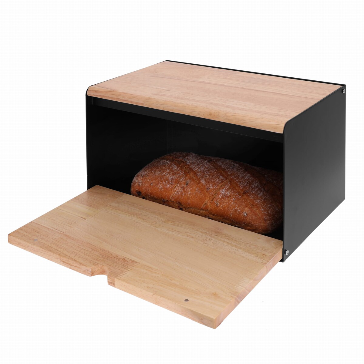 Chlebak stalowo-drewniany pojemnik na chleb pieczywo czarny KLAUSBERG