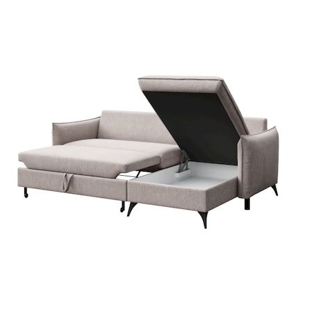 Brim Sofa narożna prawa z funkcją spania i pojemnikiem prawa jasnoszara