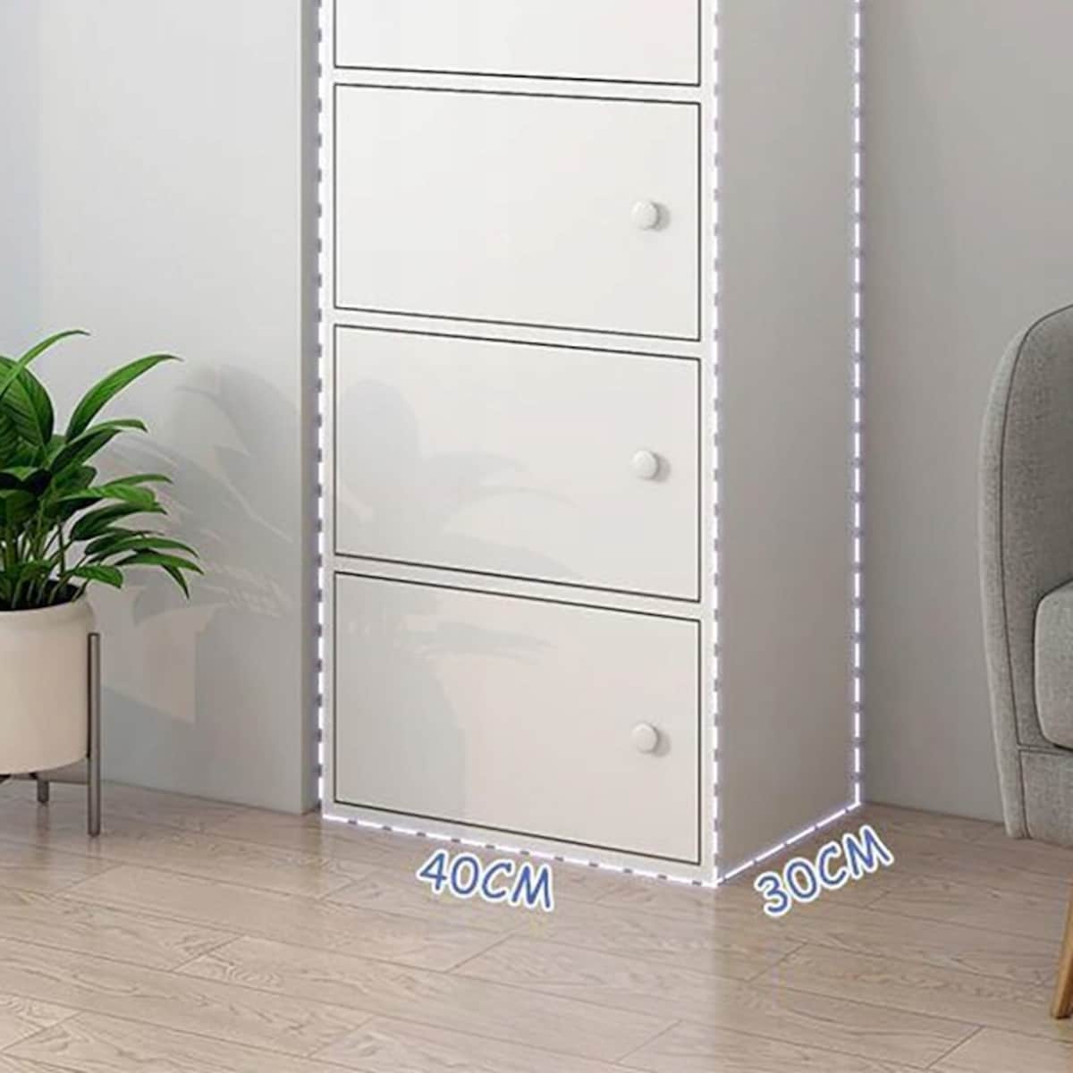 Biały regał komoda 102 cm 4 półki drewniany styl skandynawski